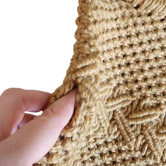 Vintage macrame & wood handle handmade bag - Picture 6 of 9